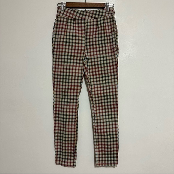 Free People Ella Kick Skinny Plaid Pull On Pants - Picture 3 of 7